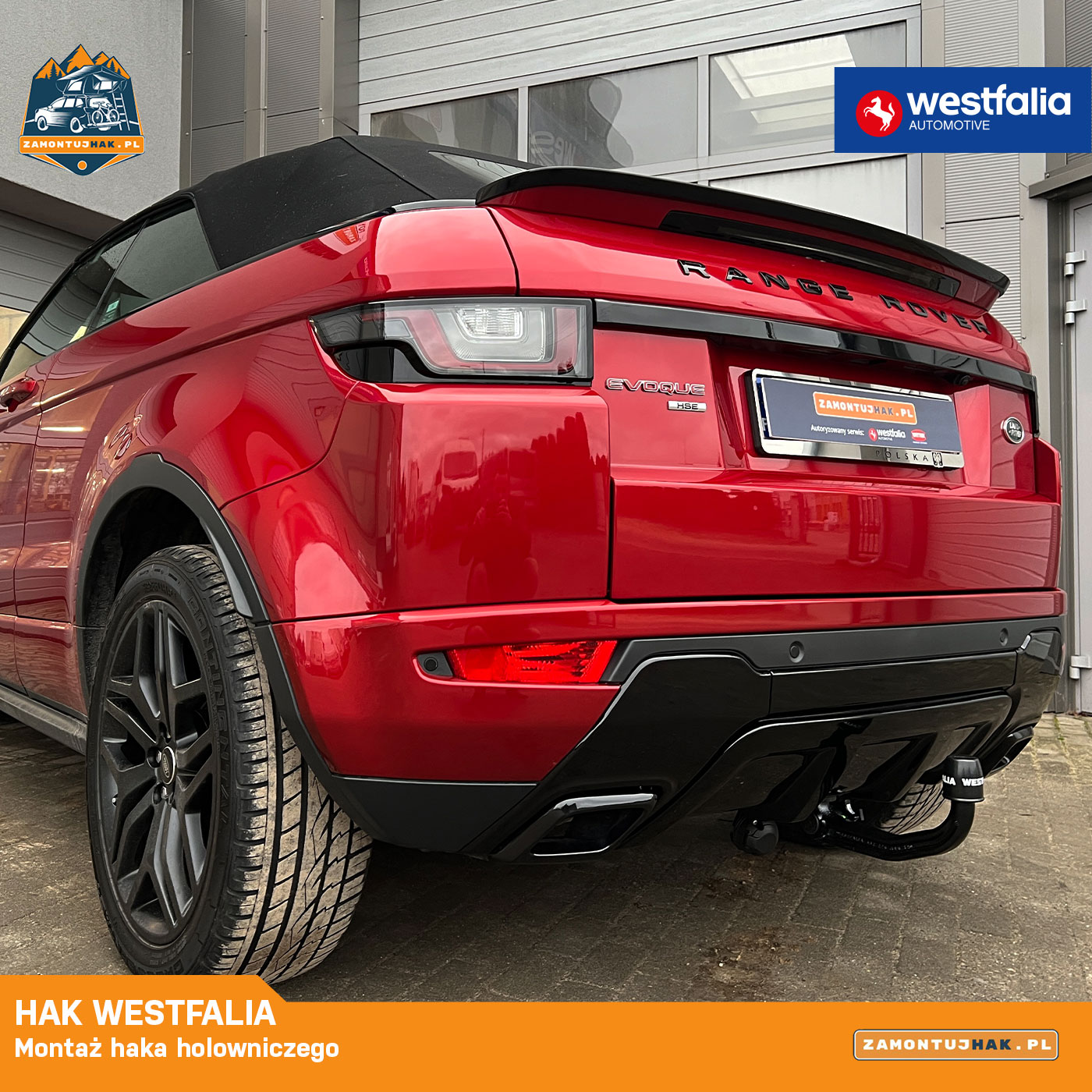 Range Rover Evoque z hakiem Westfalia widok z tyłu